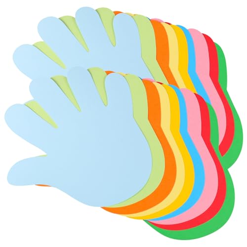 HOMSFOU 72 Stück Bunte Papier Ausschnitte Handabdruck Förmige Bastelideen für Diy Papier Cutouts für Kreative Wanddekoration und Fingerabdruck Projekte von HOMSFOU