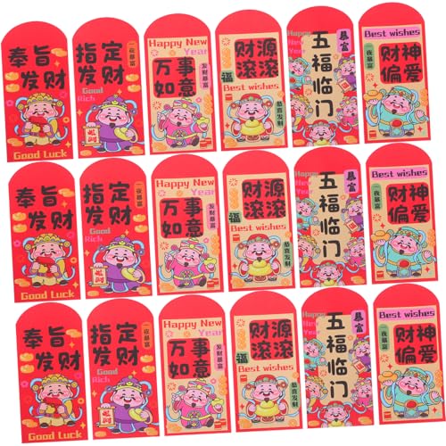 HOMSFOU 72 Stück Jahr Des Pferdes Rote Geldumschläge aus Dickem Papier Traditionelle Chinesische Hongbao für Frühlingsfest Familienfeiern und Festlichkeiten von HOMSFOU