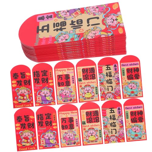 HOMSFOU 72 Stück Rote Geldumschläge Jahr Des Pferdes Traditionelle Lunar Year Envelopes aus Stabilem Papier mit Klassischen Chinesischen Mustern für Frühlingsfest und Familienfeiern von HOMSFOU