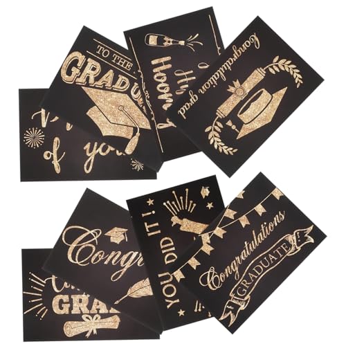 HOMSFOU 8 Blatt Abschlusskarte Wunschkarte zum Abschluss Abschlussdekorationen Stichworte Karten zum Thema Abschluss Karten für die Abschlusssaison Graduatuon -Karten Papier Golden HOMSFOU 8 Blatt Abschlusskarte Wunschkarte zum Abschluss Abschlussdekorationen Stichworte Karten zum Thema Abschluss Karten für die Abschlusssaison Graduatuon -Karten Papier Golden von HOMSFOU
