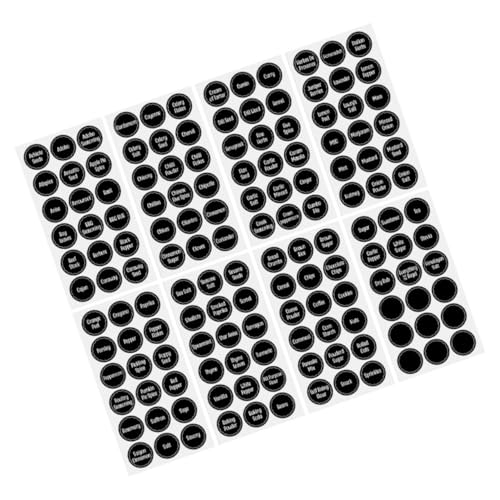 HOMSFOU 8 Blatt Gewürzbezeichnungsaufkleber Aufkleber für Vorratsetiketten Aufkleber für Gewürzgläser runde Aufkleber Organisationsetiketten PVC selbstklebend Black von HOMSFOU