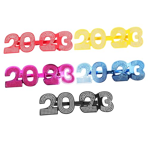 HOMSFOU 8 Paare 2023 Brille Party-brillengestell Plastikgläser Des Neuen Jahres 2023 Neujahr Brillenfassungen Neuartige Neujahrsbrille 2023 Neujahrsbrille Digital Sonnenbrille Kind Stk von HOMSFOU