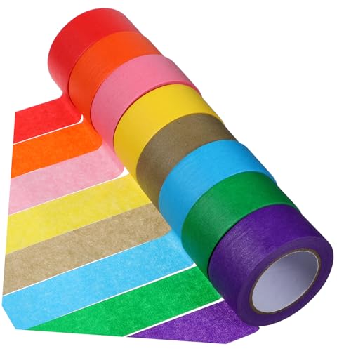 HOMSFOU 8 Rollen 8-farbiges Papierband bunt Etikett breit Maskierung lampenschirm klebeband Zeichenband dekorative Papierbänder Abdeckband zum Lackieren Abdeckpapier von HOMSFOU