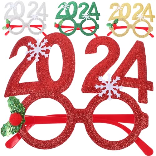 HOMSFOU 8 Stk 2023 Brille Party-brillengestell Weihnachtsstrumpffüller Brillen Für Fotoautomaten 2023 Neujahrsbrille Frohes Silvester Brille Kind Plastik Erwachsener Schmücken von HOMSFOU