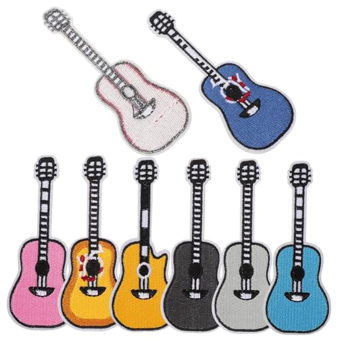 HOMSFOU 8 Stück Gitarren-Stoffaufkleber im Freien Kleidung klebrig Bandaufnäher für Jacken Vinyl gestickte Aufnäher für zu Hause Musikinstrument gestickte Applikation Patch HOMSFOU 8 Stück Gitarren-Stoffaufkleber im Freien Kleidung klebrig Bandaufnäher für Jacken Vinyl gestickte Aufnäher für zu Hause Musikinstrument gestickte Applikation Patch von HOMSFOU