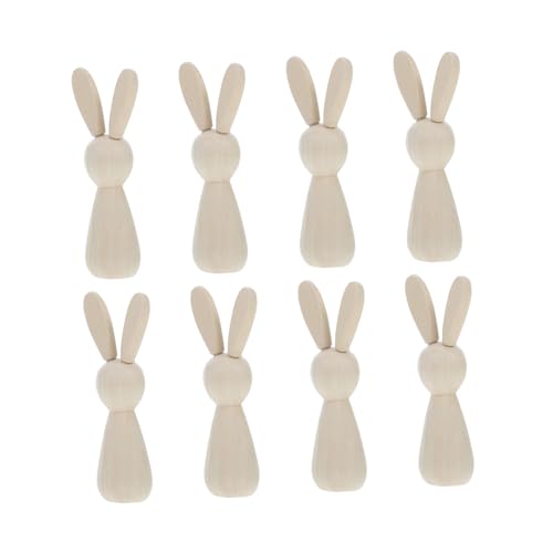 HOMSFOU 8 Stück Hasenkopf-Holzfigur Kaninchen Miniatur Party leer holzspielzeug ostergeschenke Hasen aus Holz DIY Rohling Hase aus unbehandeltem Holz Khaki von HOMSFOU