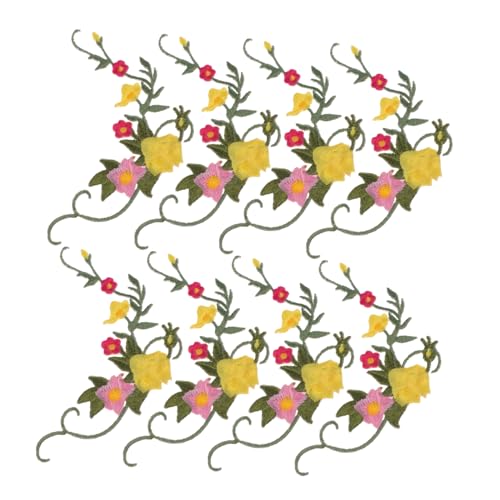 HOMSFOU 8 Stück Teiliges Bestickte Blumen Applikationen zum Aufbügeln und Nähen Langlebige Textil Patches mit Hotmelt Kleber Geeignet für Kleidung Taschen Kleider Vielseitig und Einfach von HOMSFOU