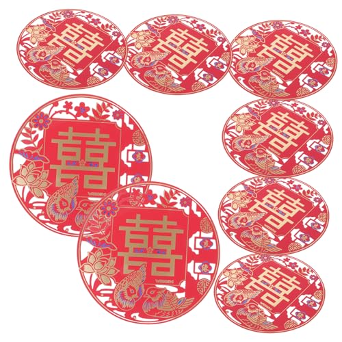 HOMSFOU 8 Stück Teiliges Chinesische Traditionelle Papierschnitte Dekoration für Hochzeit und Verlobung Hochzeitsdeko mit Glückssymbolen für Hochzeitsfeier und Raumgestaltung von HOMSFOU