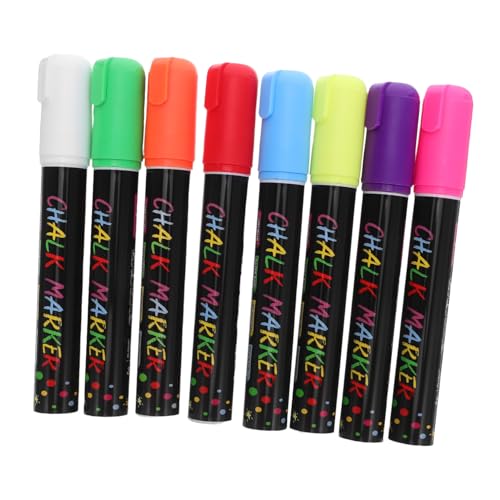 HOMSFOU 8 Stück Teiliges Liquid Chalk Marker Wasserbasierte Abwischbare Kreidemarker mit Ergonomischem Anti-rutsch-griff Reversible Spitze Fluoreszierend für Neon Klassische Tafeln von HOMSFOU
