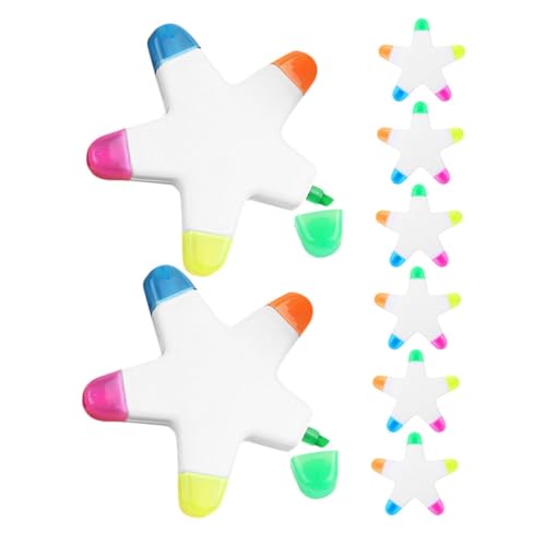 HOMSFOU 8 Stück Teiliges Marker mit Feiner Spitze Leuchtende Fluoreszierende Sternform Textmarker in Neonfarben für Notizen Planer Scrapbooking und Kreative Farbgestaltung von HOMSFOU