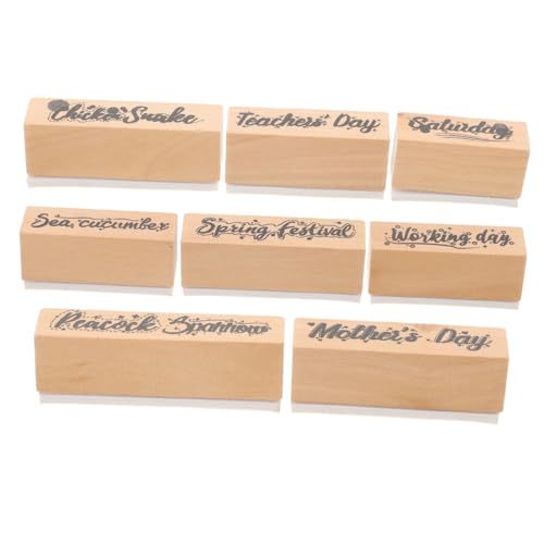 HOMSFOU 8 Stück Teiliges Set aus Holzstempeln für Scrapbooking Retro Kinderstempel für Kreative Bastelprojekte Handgeschriebene Romantische Motive für Diy Karten und Geschenketiketten von HOMSFOU