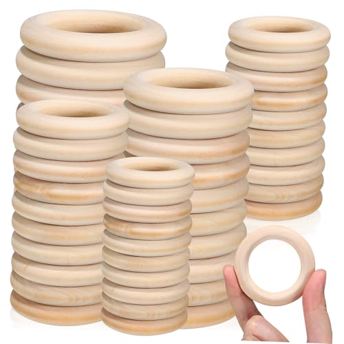 HOMSFOU 80 Stück Naturholzringe Bastelringe Solidem Holz für Diy Makramee Schmuck und Dekoration Langlebig und Vielseitig Einsetzbar HOMSFOU 80 Stück Naturholzringe Bastelringe Solidem Holz für Diy Makramee Schmuck und Dekoration Langlebig und Vielseitig Einsetzbar von HOMSFOU
