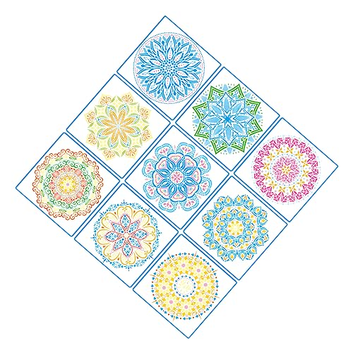HOMSFOU 9 Blätter Mandala Schablonen Große Wiederverwendbare Malvorlagen für Wand und Bodengestaltung Flexible Pet Materialien für Diy Projekte Vielseitig Einsetzbar Fliesen und Mehr von HOMSFOU