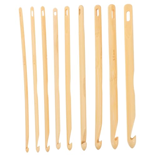 HOMSFOU 9 Stück Bambus Häkel set Ergonomisch Haken Stricken wolle Häkelgarn werkzeug Garn häkeln Garnwebnadeln Häkelnadel Pullover weben häkeln Garnflechtzubehör Beige von HOMSFOU