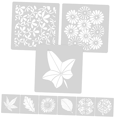 HOMSFOU 9 Stück Teiliges Blumen und Blattschablonen Wiederverwendbare Malvorlagen für Wand und DIY Projekte für Kreative Bastelideen von HOMSFOU
