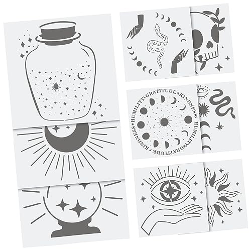 HOMSFOU 9 Stück Teiliges DIY Malvorlagen mit Mystischem Thema Wiederverwendbare Schablonen für Kreative Wandgestaltung und Zeichnen für Kunstprojekte von HOMSFOU