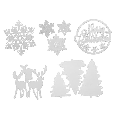 HOMSFOU 9 Stück Teiliges Weihnachts Stanzformen aus Carbonstahl Schneideisen für DIY Scrapbooking Album und Karten Dekoration mit Schneeflocken Rentier Buchstaben und Tannenbaum Motiven von HOMSFOU