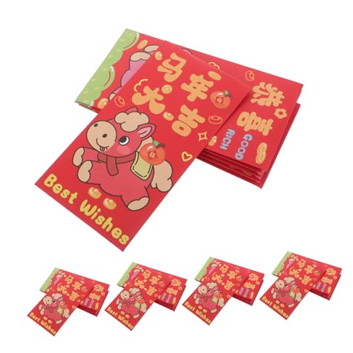HOMSFOU 90 Stück Jahr Des Pferdes Rote Umschläge Großes Hong Bao Traditionelle und Moderne Frühlingsfest Geldgeschenk Umschläge Cartoon Pferdemotiv Stabil und Stilvolles Design von HOMSFOU