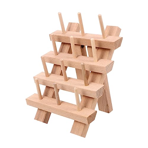 HOMSFOU Achsen Holz Fadenhalter Faltbarer Garnständer für Näh Quilt und Stickspulen Praktischer Organizer für und Leicht zu Lagern Naturholz für Gestaltung von HOMSFOU
