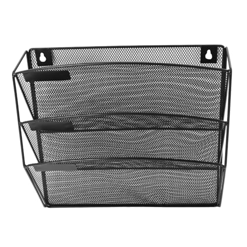 HOMSFOU Aktenregal Wandmontierter Organizer Schreibtisch Organizer Dateiorganisator Aktenordner Aus Drahtgeflecht Hängender Aufbewahrungsorganisator Für Gestell Eisen Black von HOMSFOU