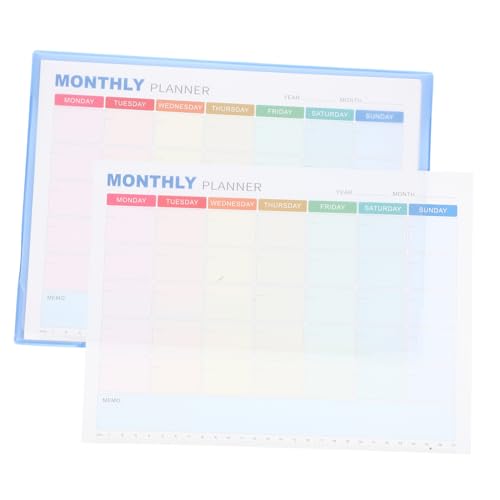 HOMSFOU Blätter Monatsplan leerer Planer Tischkalender Produktivitätswerkzeuge Menüplaner für Kühlschrank Magnetische Notizblöcke für den Kühlschrank Memo -Pad Papier Blau von HOMSFOU