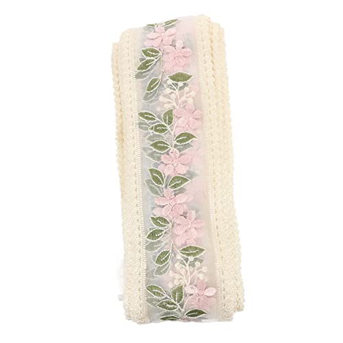 HOMSFOU Blumengestickte Spitzenverkleidungsbande Stickerei Spitze Stoff Floral Bestickte Spitze Gemustertes Band Blumenspitze Blumenband Rosen Spitzenband Blumenstickerei Blumen- Baumwolle von HOMSFOU