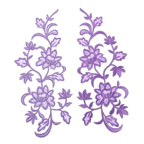 HOMSFOU Blumensticker Apliques Bordados Stickerei-Patch-Blumen Blumen-Eisen auf Applikation bestickte Stoffaufkleber Applikation mit Blumenbeet Blumenapplikationen aufnähen Violett von HOMSFOU