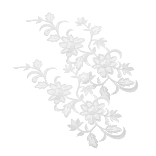 HOMSFOU Blumensticker embroidery applique patches Stickerei Applikation Stickmuster aufbügeln Stickerei Blumenapplique Applikation zum Aufbügeln Blumen Weiß von HOMSFOU