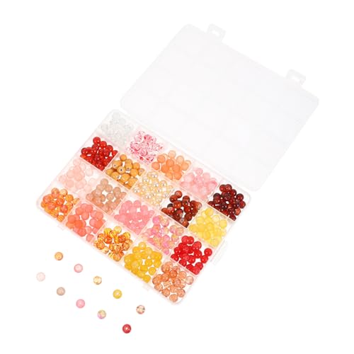 HOMSFOU Bunte Glasperlen mit Großloch Runde Glasperlen für Schmuckherstellung DIY Charms für Armbänder Halsketten Ohrringe Inklusive Aufbewahrungsbox Orange Serie von HOMSFOU