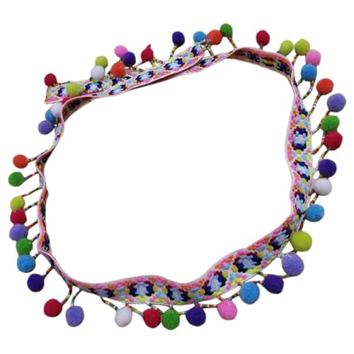 HOMSFOU Bunte Pom Pom Ball Fringe Trim Großer DIY Bastelstoff für Kleidung Vorhänge Kissen Dekoration Ethno stil Nähen Zubehör von HOMSFOU
