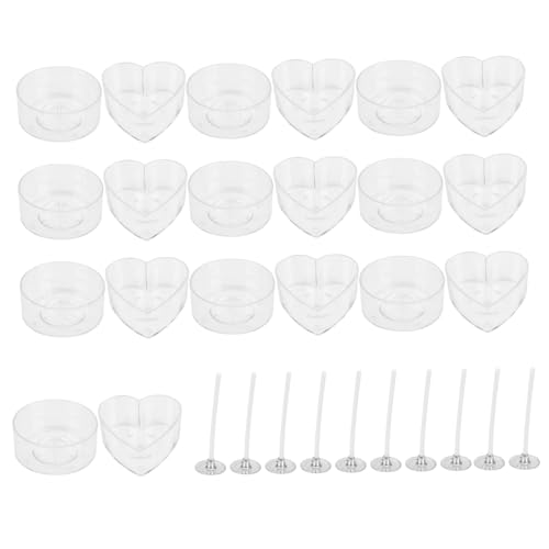 HOMSFOU Candle Making DIY Kerzenformen Runde Herzförmige Transparente Silikonformen mit Dochten Robustes Leicht zu Reinigendes Kerzen Gießzubehör für DIY Kerzenherstellung Zuhause von HOMSFOU