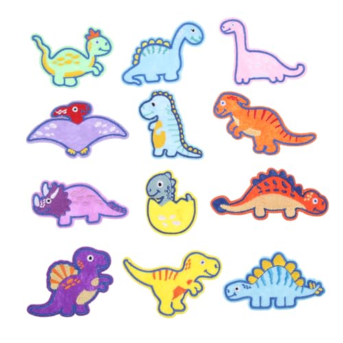 HOMSFOU Cartoon Dinosaurier -stoffaufkleber Dekorative Patches Stickerei-patch-material Dress Patch Kleidungsflicken Flecken Aufnäher Nähen Stickereiflicken Für Kleidung Bestickt Polyester von HOMSFOU
