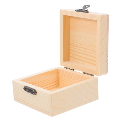 HOMSFOU DIY Unbemalte Dekorative Holzkiste Hand Bemalt Graffiti Box Schmuck Aufbewahrung Mit Scharnieren Vintage Schmuck Schmuckschachtel Ideal Für Handwerksprojekte Aufbewahrung von HOMSFOU