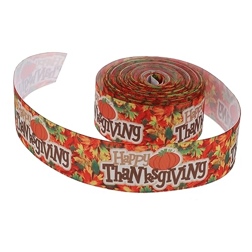 HOMSFOU Dankbares Geschenkband mit Kürbis und Buchstabenmuster Polyester Webband für Diy Geschenkverpackung und Festivaldekoration Langlebig und Vielseitig Einsetzbar von HOMSFOU