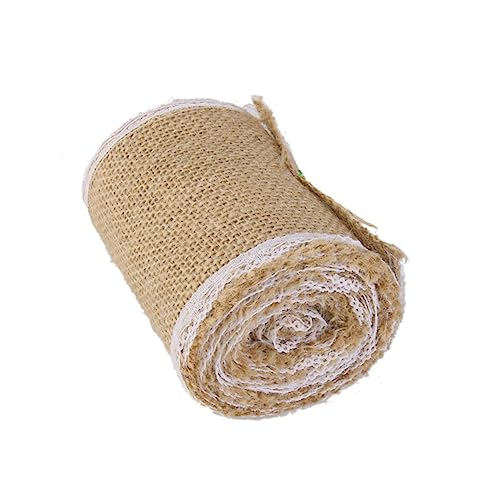 HOMSFOU Dekoratives Juteband mit Weißer Spitze Breit Rustikales DIY Band für Hochzeitsdeko und Heimdekoration Handgefertigtes Bastelmaterial HOMSFOU Dekoratives Juteband mit Weißer Spitze Breit Rustikales DIY Band für Hochzeitsdeko und Heimdekoration Handgefertigtes Bastelmaterial von HOMSFOU