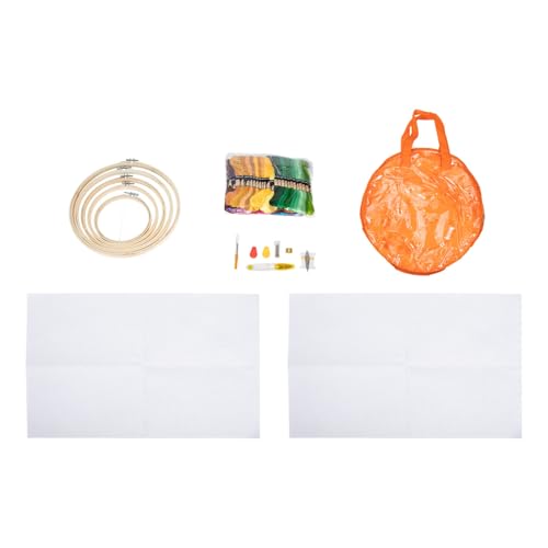HOMSFOU Dekoratives Stickwerkzeug Set Farben Stickgarn Bambus Stickrahmen Stoffe Runder Orangefarbener Beutel für Anfänger und Diy Stickprojekte HOMSFOU Dekoratives Stickwerkzeug Set Farben Stickgarn Bambus Stickrahmen Stoffe Runder Orangefarbener Beutel für Anfänger und Diy Stickprojekte von HOMSFOU