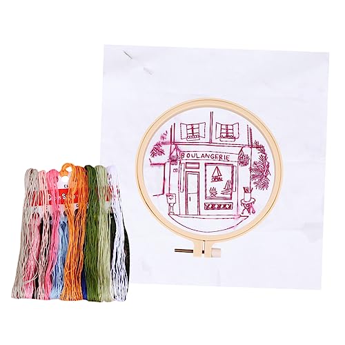 HOMSFOU Diy Stickerei Kit Hochwertigem Baumwoll mit Bunten Mustern Handgemachte Stickmaterialien für Zuhause Blaue Milchtee von HOMSFOU