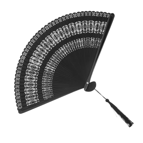 HOMSFOU Eleganter Schwarzer Fächer mit Quaste für Hochzeiten Tanzaufführungen und Fotografie Orientalische Ästhetik und Kunstvolles Design von HOMSFOU