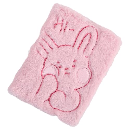 HOMSFOU Fluffy Cartoon Plush Cover Tagebuch für Mädchen Lustiges Notizbuch mit Liebevollem Design Tragbar für Kreative Schreibprojekte Pinkes Kaninchenmotiv von HOMSFOU