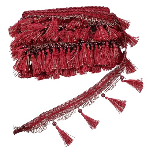 HOMSFOU Fransen Borte für DIY Dekoration Vorhangbesatz Sofaborte Elegantes Wohnaccessoire für Vorhänge Kleidung und Heimtextilien Weinrot von HOMSFOU