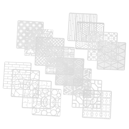 HOMSFOU Geometrische hohle Schablonen zum Zeichnen und Malen, wiederverwendbare Kunststoffvorlagen für Bastelarbeiten, geometrische Muster für kreative Kunstprojekte, 16 Stück von HOMSFOU