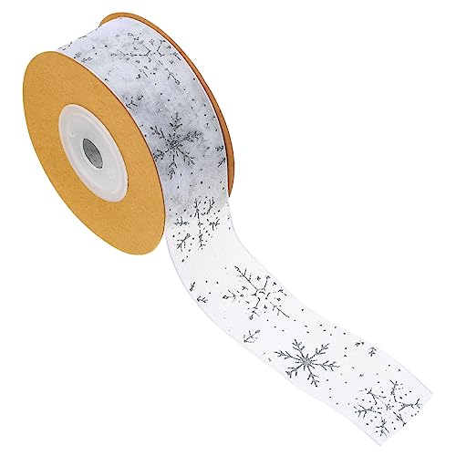 HOMSFOU Geschenkband mit Schneeflocken Design Dekoratives Band für Weihnachten Diy Schleifen und Geschenkverpackungen Transparentes Silber von HOMSFOU