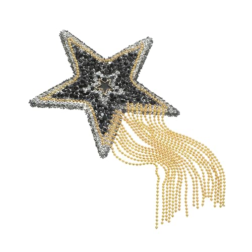 HOMSFOU Glitzerstern Aufnäher Fünfzackiger Patch mit Strasssteinen Bügelbild für Diy Bekleidung und Taschen Selbstklebend für Kreative Bastelprojekte von HOMSFOU