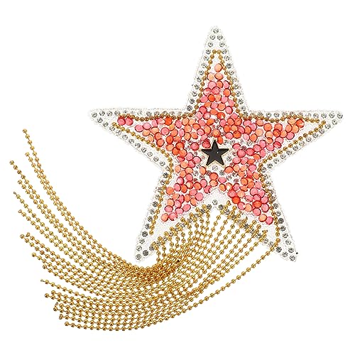 HOMSFOU Glitzerstern Bügelflicken Strass Aufnäher für Kleidung DIY Dekoration für Taschen Widerstandsfähiges Material Handgefertigter Rhinestone Applikation Patch Goldenem Kettendetail von HOMSFOU