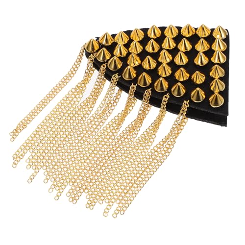 HOMSFOU Goldfarbene Schulterklappen mit Modischer Quasten und Nietenverzierung Dekoratives Schulterarm Abzeichen für DIY Kleidung Vintage Punk Epaulette HOMSFOU Goldfarbene Schulterklappen mit Modischer Quasten und Nietenverzierung Dekoratives Schulterarm Abzeichen für DIY Kleidung Vintage Punk Epaulette von HOMSFOU