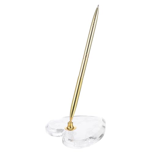 HOMSFOU Goldfarbener Hochzeit Kugelschreiber mit Herzständer Metall Kugelschreiber für Gästebuch Stabiler Signierschreibtisch Stift Elegante Empfang Unterschrift Geschenk für Brautparty von HOMSFOU
