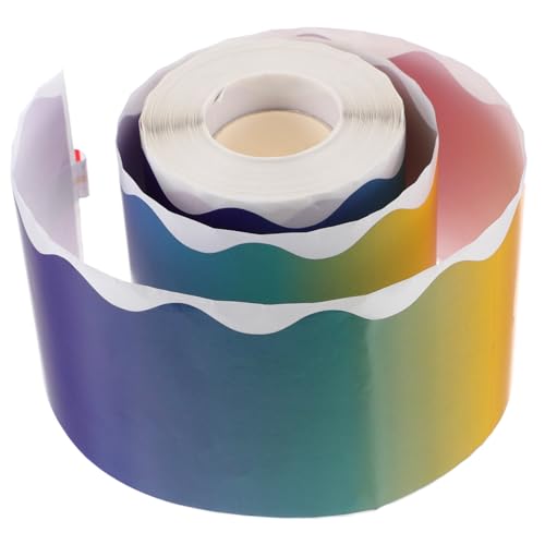 HOMSFOU Gradiente Regenbogen Bordürenaufkleber Selbstklebend Dekorativ für Klassenzimmer Pinnwand Tafel Fenster Büro DIY Randgestaltung von HOMSFOU