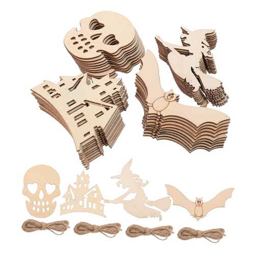 HOMSFOU Halloween Holz Ausschnitte Blanko Holzscheiben zum Bemalen für Diy Bastelarbeiten Halloween Dekoration für Partys HOMSFOU Halloween Holz Ausschnitte Blanko Holzscheiben zum Bemalen für Diy Bastelarbeiten Halloween Dekoration für Partys von HOMSFOU