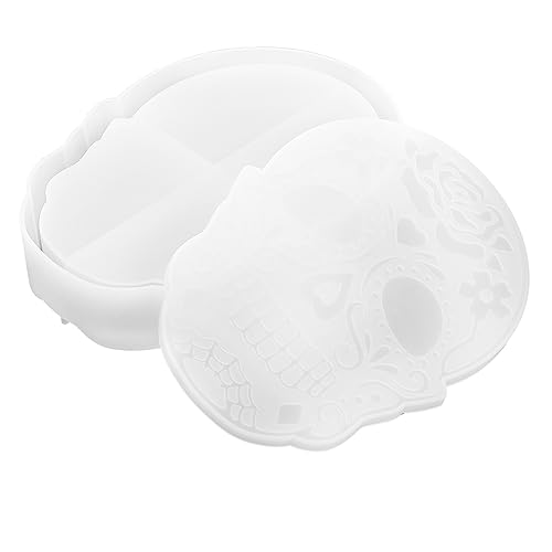 HOMSFOU Halloween Schädel Silikonform Diy Gießform für Kreative Halloween Dekoration Einfach zu Entformen Hochtransparent und Flexibel für Aufbewahrung und Bastelprojekte von HOMSFOU