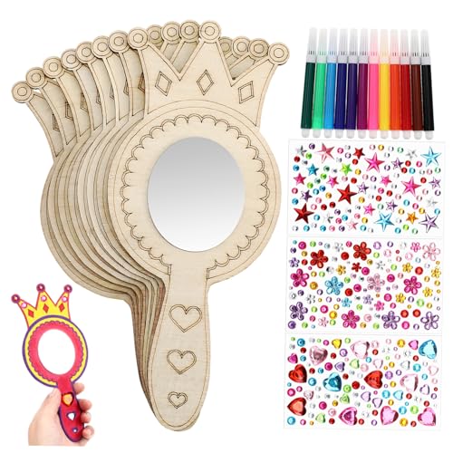 HOMSFOU Handheld Holzspiegel für Teiliges DIY Bastelset mit Kronenform Unbehandelter Holzrahmen Wasserfarbenstifte und Bögen Strassaufkleber Malspielzeug für Mädchen HOMSFOU Handheld Holzspiegel für Teiliges DIY Bastelset mit Kronenform Unbehandelter Holzrahmen Wasserfarbenstifte und Bögen Strassaufkleber Malspielzeug für Mädchen von HOMSFOU